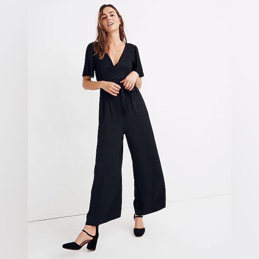 Madewell Wrap Waist Jumpsuit Dot Jacquard